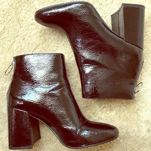 Faux Patent Leather Ankle Boots